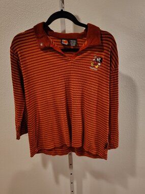 Disney Mickey Mouse Women's Vintage Collared Long Sleeve Polo Shirt Size XL